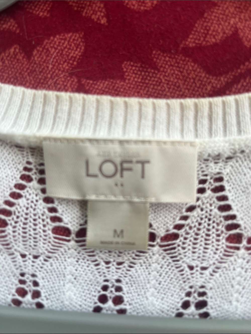 LOFT Cream Openwork Button-Front Knit Cardigan - Picture 3 of 4